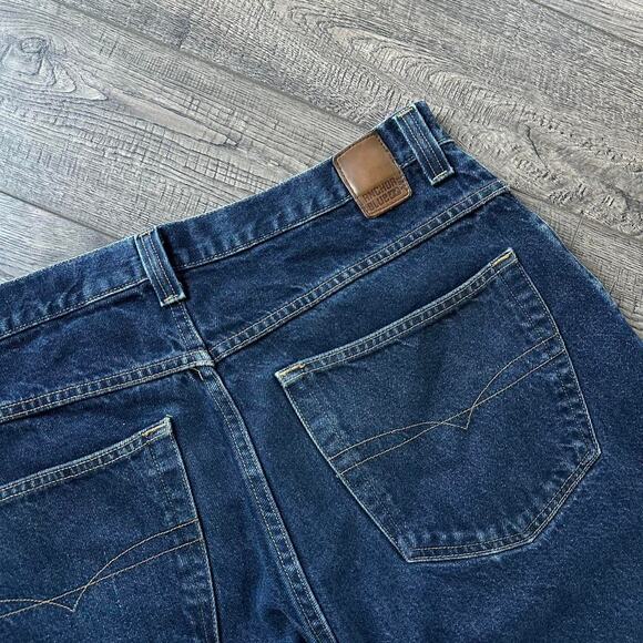 Vintage Y2K Anchor Blue Dark Denim Baggy Long Shorts Jorts - Picture 7 of 8